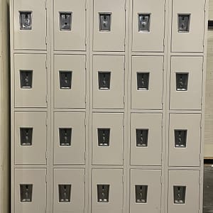 Used tan 4 high 5-wide metal lockers