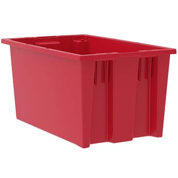 Large sized red, Nest and Stack Tote by Akro-Mils.