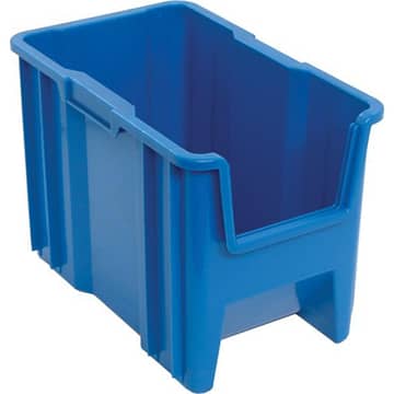 Small sized blue, Stack-n-Store bin by Quantum Storage Systems.