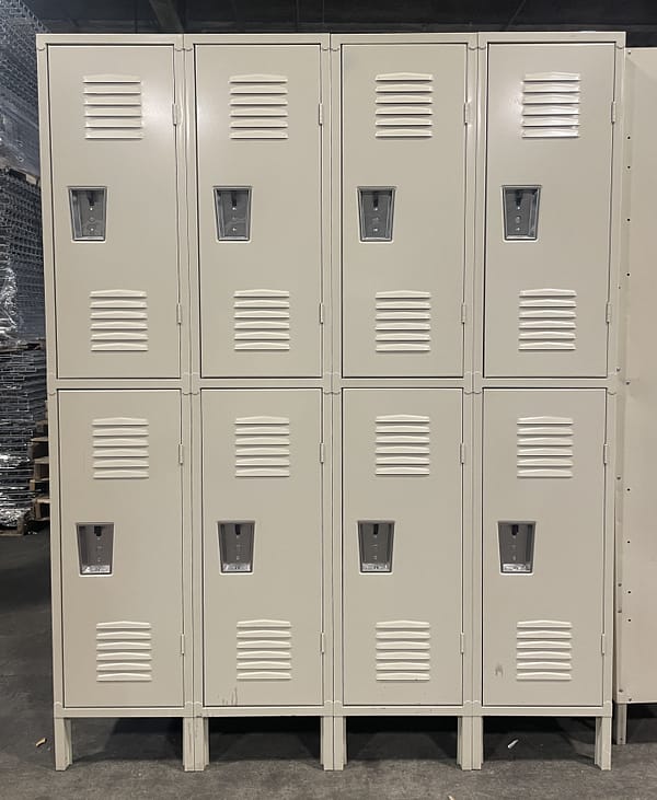Tan double tier lockers