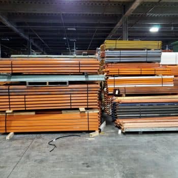 Used pallet rack beams, in different colors and styles.